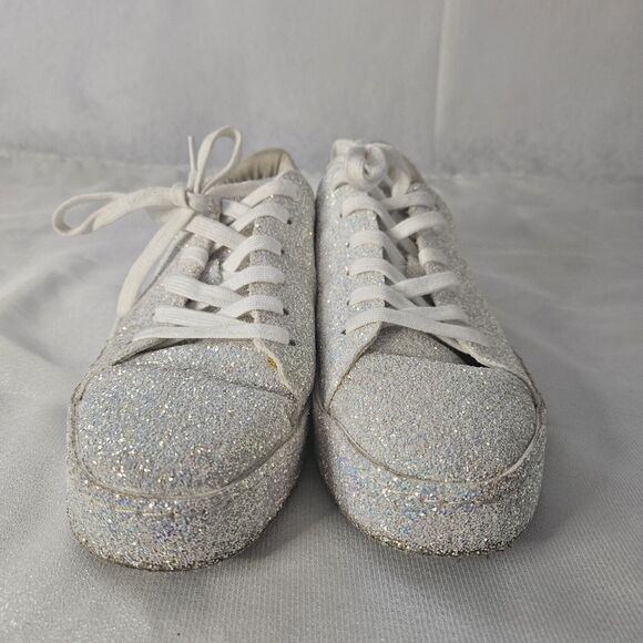 Aldo Etilivia Glitter Women's Size 8.5 Sneakers White Sparkle Iridescent Opal - Picture 4 of 5